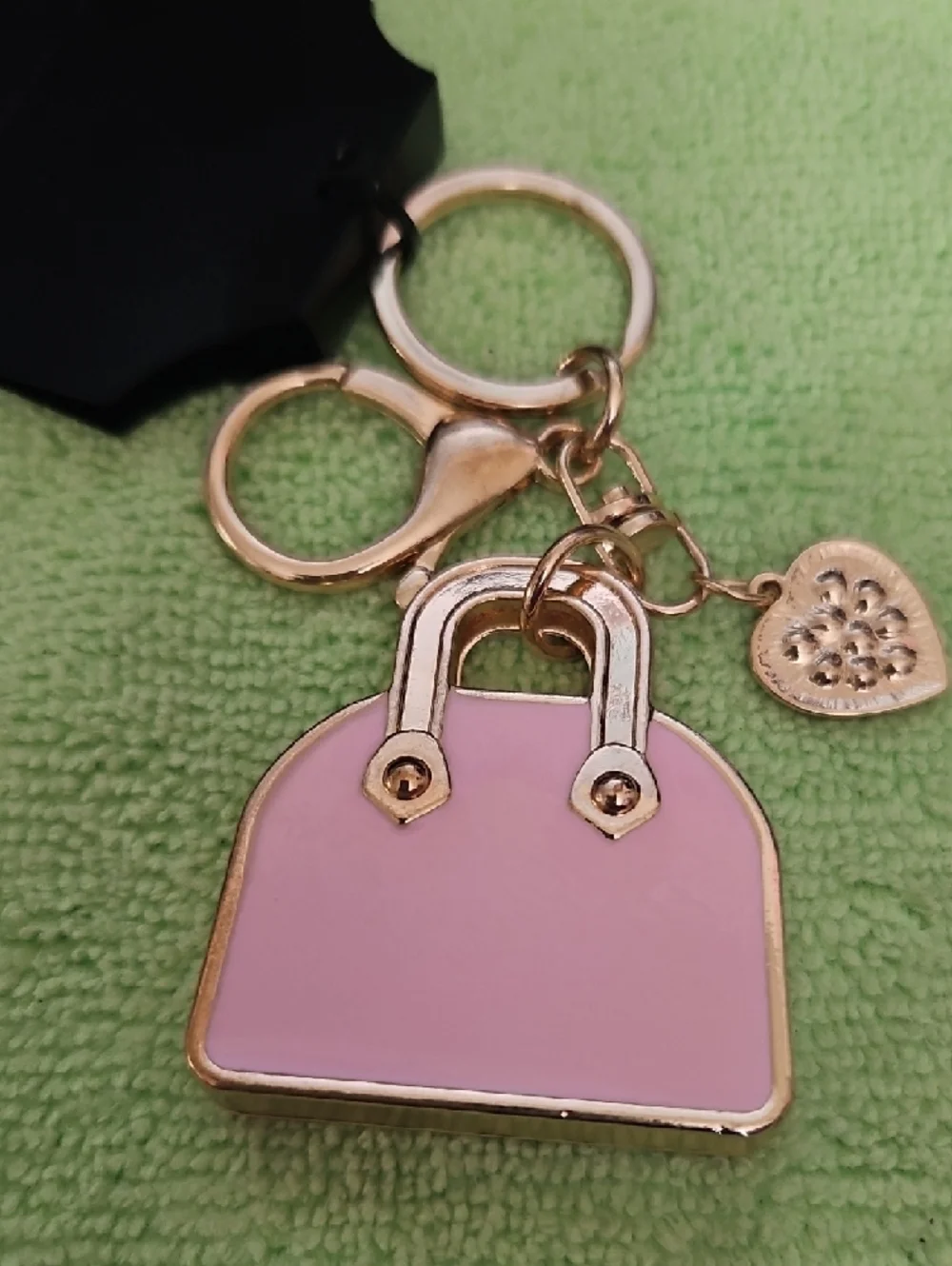 GUESS Pink and Gold Logo Purse Keychain Charm